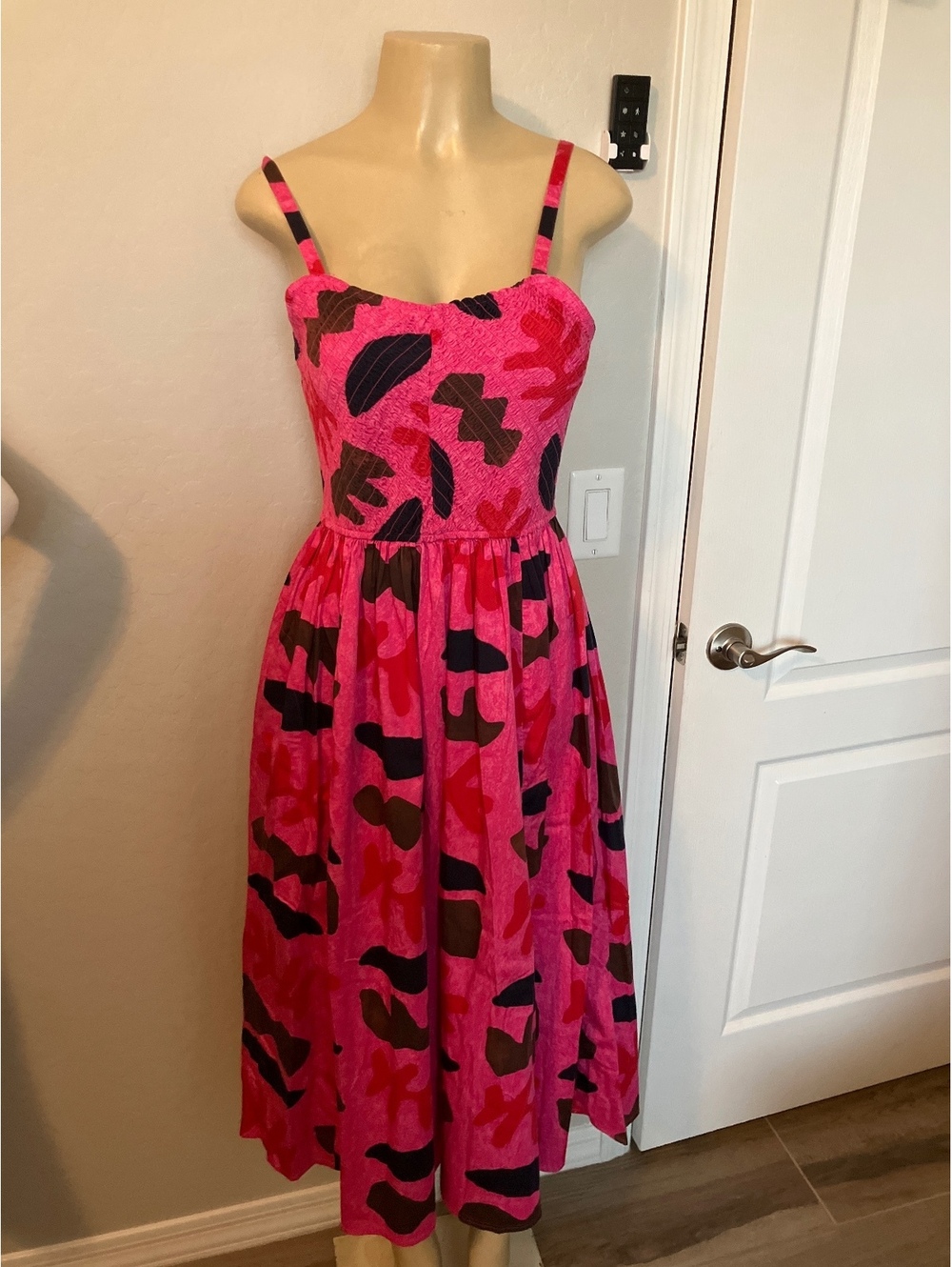 Pink Abstract Print Pre Loved Nic+Zoe Midi Sundress with Adjustable Straps